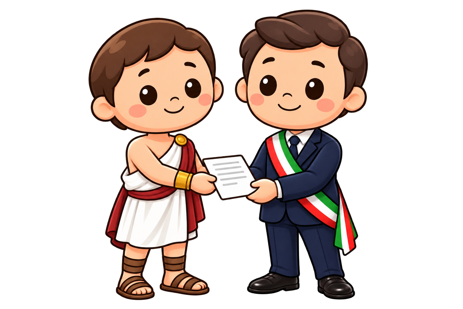 Un cittadino consegna una segnalazione al sindaco, con la fascia tricolore